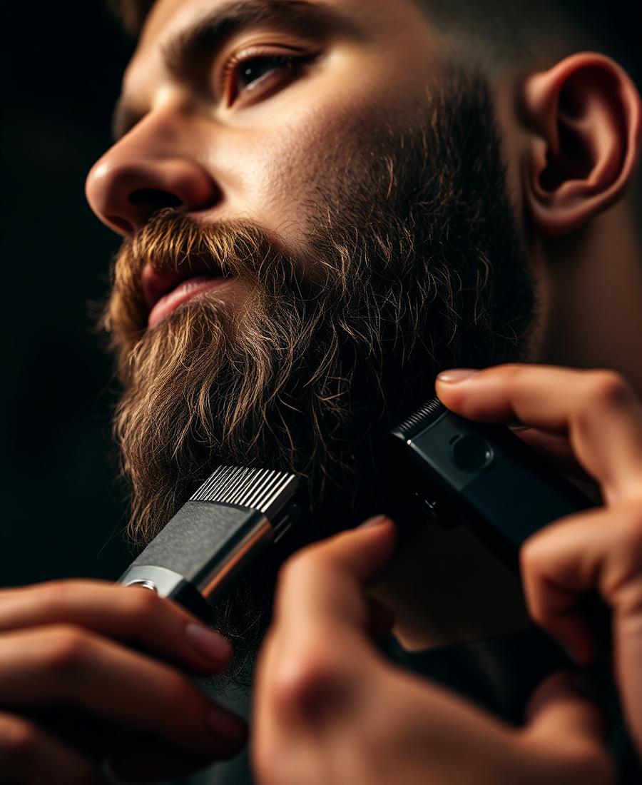 Beard trim in progress