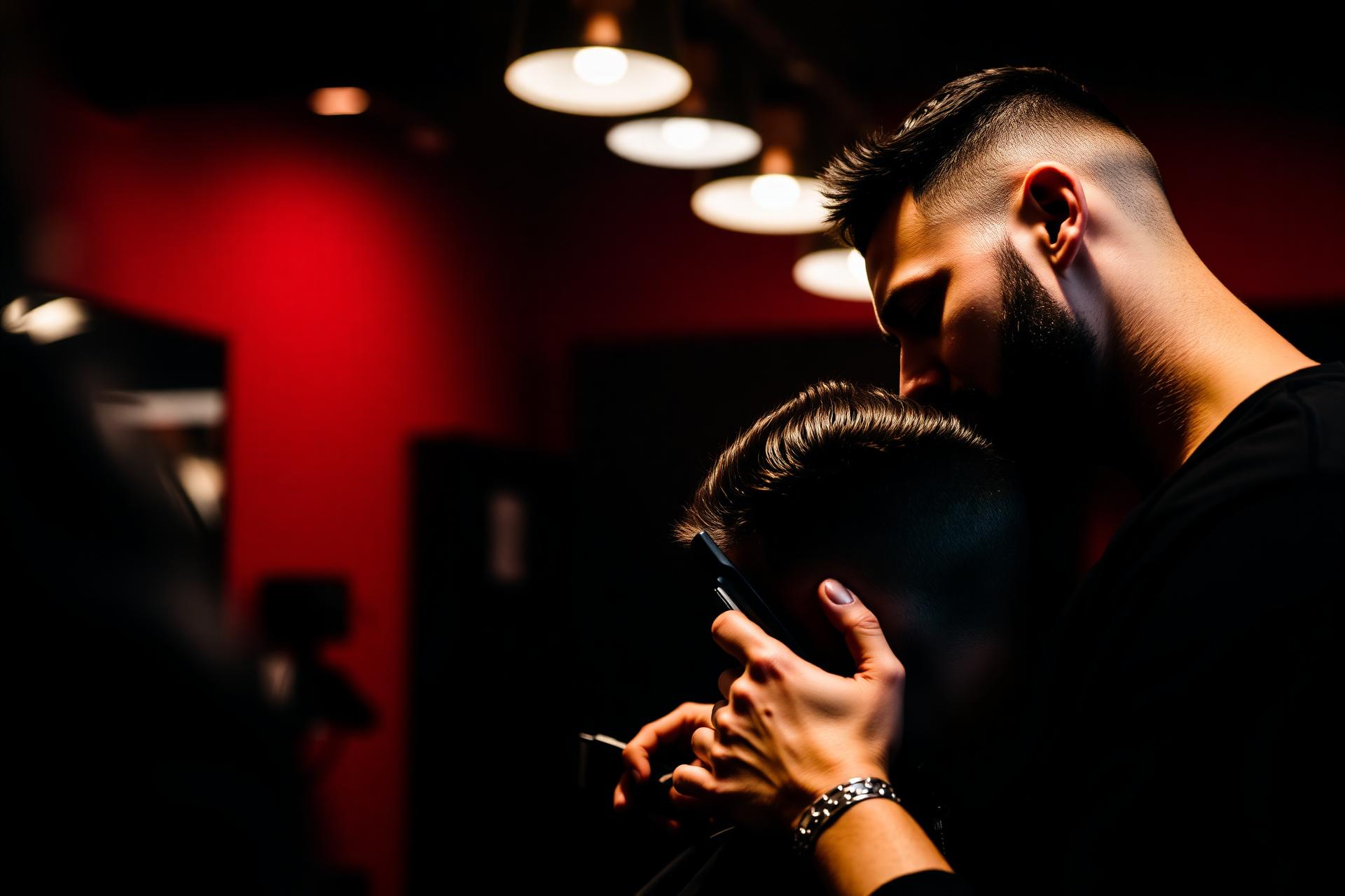 Barber giving a fade